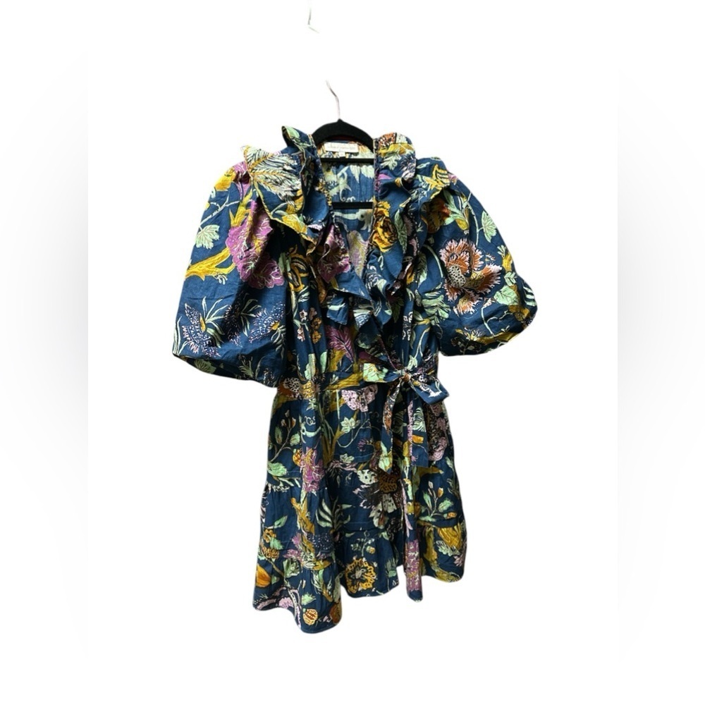 House of Harlow 1960 Floral Ruffle Mini Dress - Blue and Multicolor